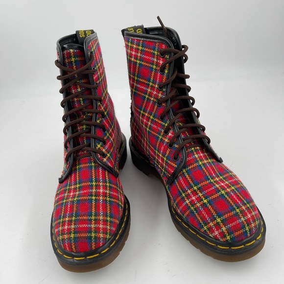 Vintage 80’s Dr Martens Tartan Textile Double Stitched Boots Made England Size 7 - Picture 7 of 16